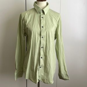 Light green button down top by EXPRESS IMX, size Large Fitted Stretch‎ Cotton